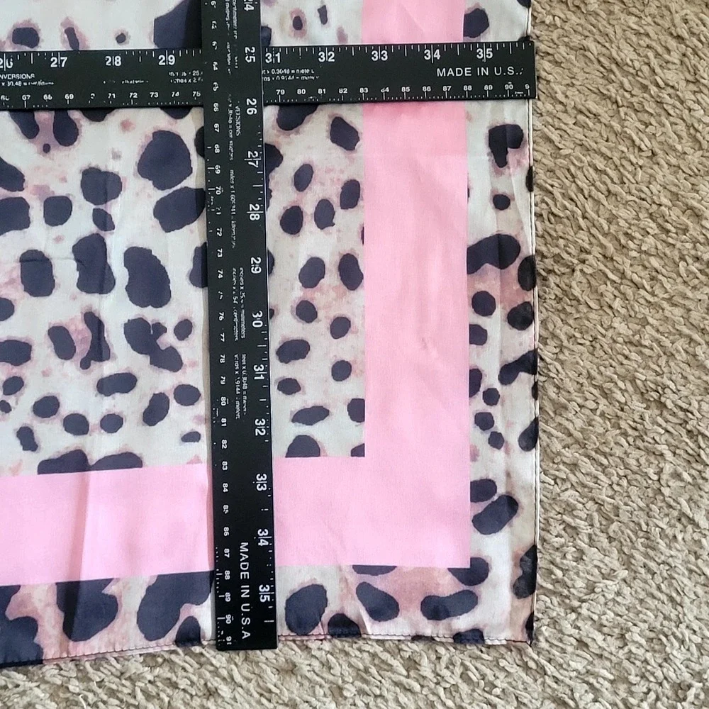 Juicy Couture Leopard Multiway Satin Square Scarf Petal Pink Trim 36 X 36 NWT